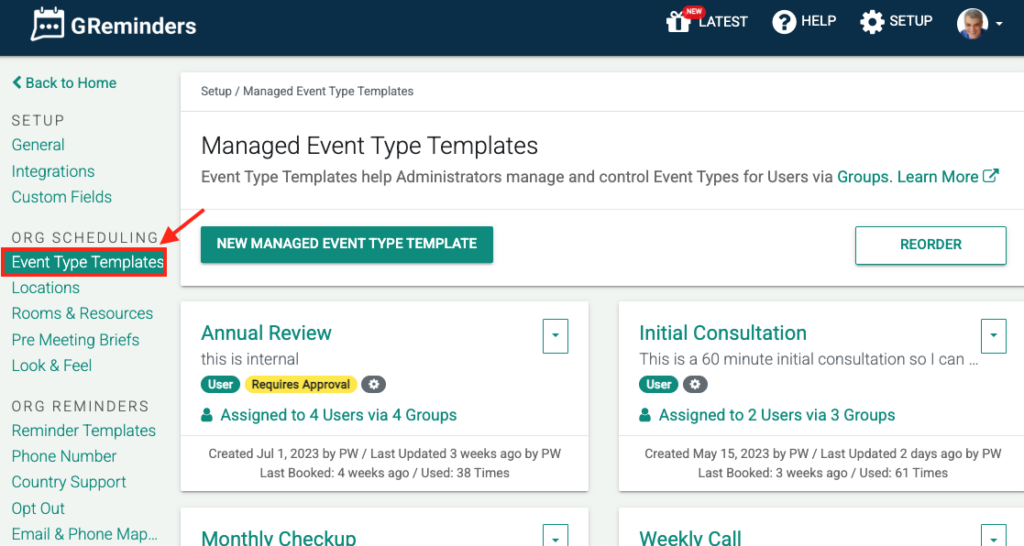 Event Type Templates